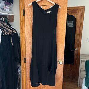 Vintage 1992 Comme des Garcons Black Midi Length A-Line Dress Sz M